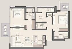 2 bedroom + study apartment